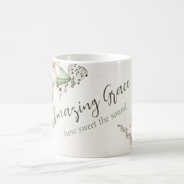 Taza De Café Magnolia elegante acuarela 'Amazing Grace' (Centro)