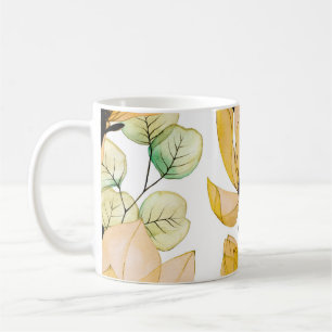 Taza De Café Magnolia Eucalyptus: Impresión Seamless de Acuarel