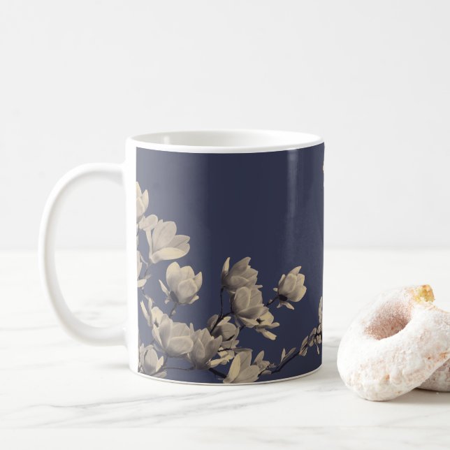Taza De Café Magnolias del Sur y Azul de Medianoche (Con donut)