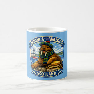 Taza De Café Magnus la morsa escocesa amante de la costa Escoci