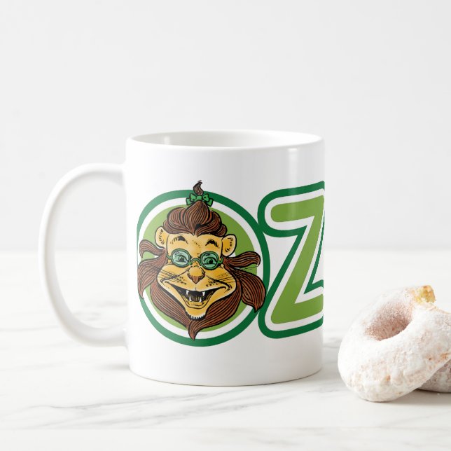 Taza De Café Mago de la cosecha de Oz, León en la letra O (Con donut)