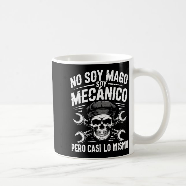 Taza De Café Mago Y Mecánico Funny Car Mechanic Skull Spanish V (Derecha)