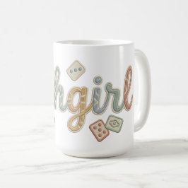 Taza De Café Mahgirl Embroidery Style Mahjong