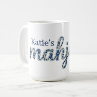 Taza De Café Mahjong personalizado floral Chinoiserie Azul