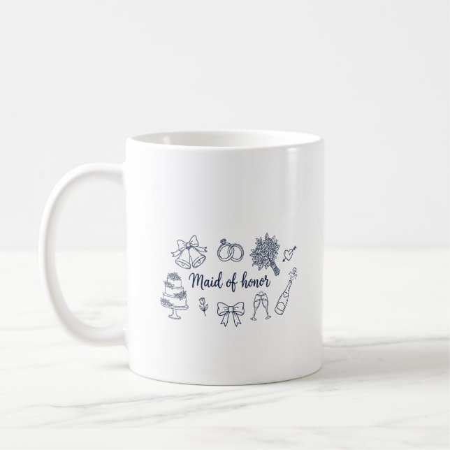 Taza De Café Maid of Honor Bridesmaid Bridal Party Wedding (Izquierda)