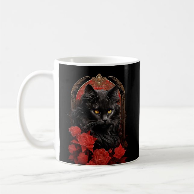 Taza De Café Maine Coon cat con flores (Izquierda)