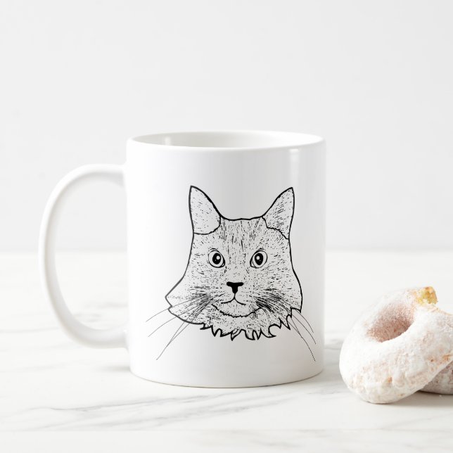 Taza De Café Maine Coon Cat Personalizado (Con donut)