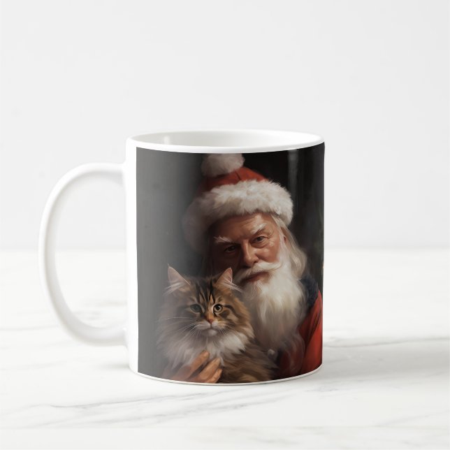 Taza De Café Maine Coon Con Los Navidades Festividades De Santa (Izquierda)