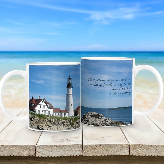 Taza De Café Maine Lighthouse Portland Head Con Verse (Subido por el creador)