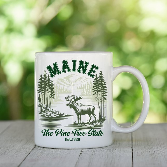 Taza De Café Maine Wilderness Scenic Forest Design (Subido por el creador)