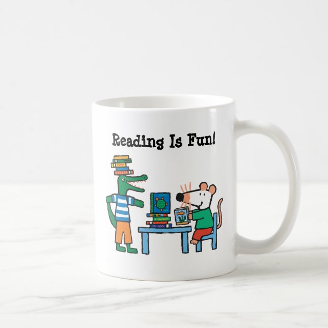 Taza De Café Maisy y los amigos gozan de la biblioteca (Derecha)