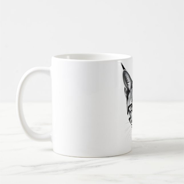 Taza De Café Majestad Caracal - Tee de diseño de cabeza realist (Izquierda)