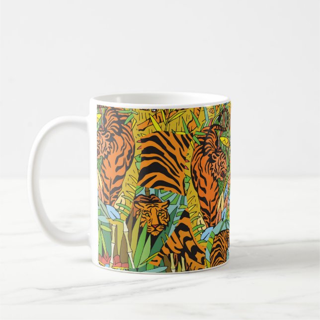 Taza De Café Majestad de la Selva: Tigres entre la vegetación (Izquierda)