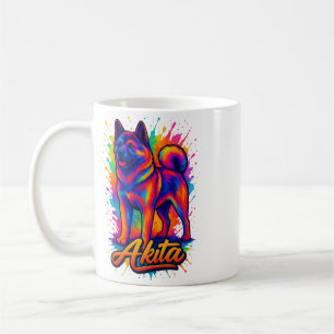 Taza De Café Majestic Akita - Vibrante Ilustra de arte pop colo