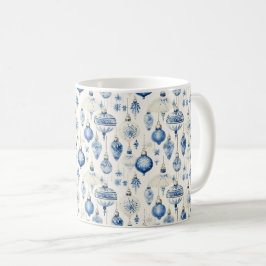 Taza De Café Majestic azul: Ornamentos adornan el árbol