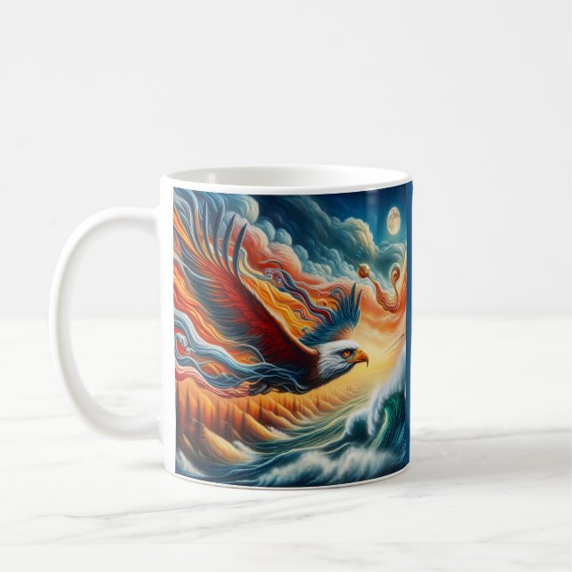 Taza De Café Majestic Eagle Fly Como Un Águila Fantasía Arte (Izquierda)