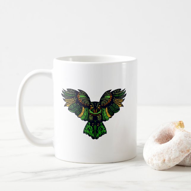 Taza De Café Majestic Emerald Owl (Con donut)