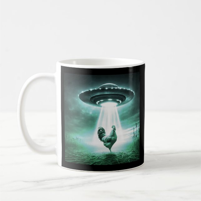 Taza De Café Majestic Rooster Under Alien Light - Granja de cie (Izquierda)