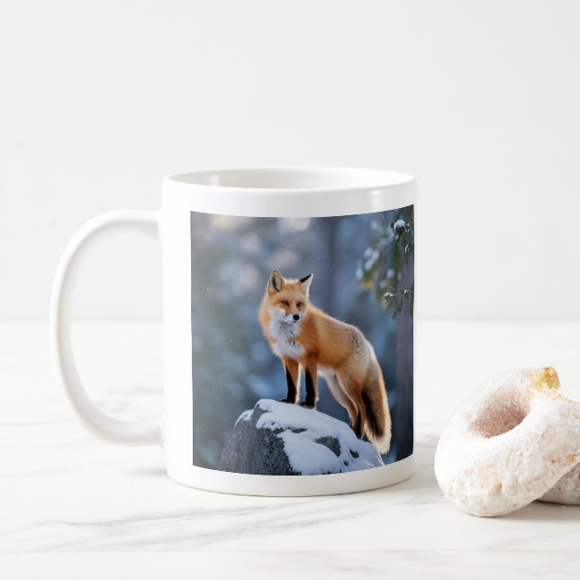 Taza De Café Majestic Winter Fox Photography (Con donut)
