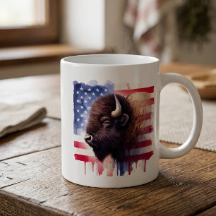 Taza De Café Majestuosa obra de arte del bisonte americano y la
