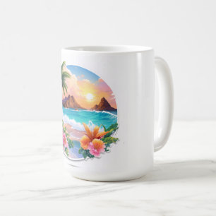 Taza De Café Majestuosa palmera y puesta de sol en Mug