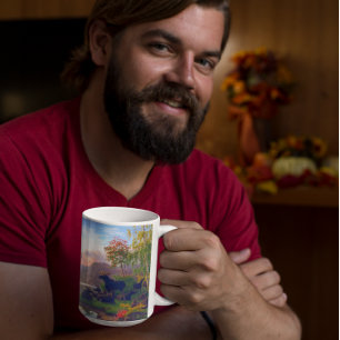 Taza De Café Majestuoso alce en un campo paisajístico sueco de