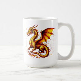 Taza De Café Majestuoso dragón dorado con escamas doradas