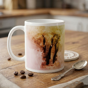 Taza De Café Majestuoso Elefante Africano Macho Caminando Acuar
