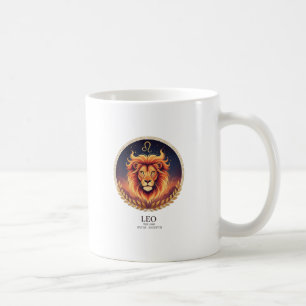Taza De Café Majestuoso Leo León Zodiaco Ilustración Café Dorad