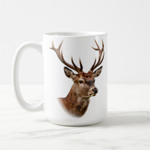 Taza De Café Majestuoso retrato de ciervo con grandes cuernos