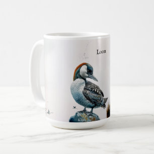 Taza De Café Majestuoso somorgujo en una roca acuarela personal