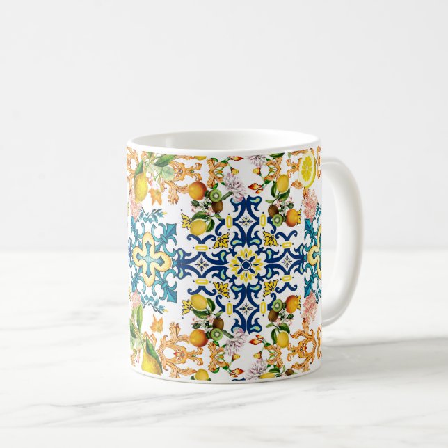 Taza De Café Majólica, azulejos sicilianos, cítricos de los lim (Anverso derecho)