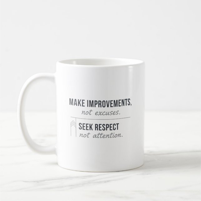 Taza De Café Make Improvements, Not Excuses (Izquierda)