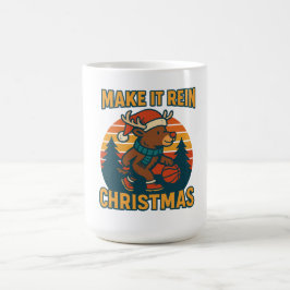 Taza De Café Make it Rein - Retro 80s Reindeer Christmas Design