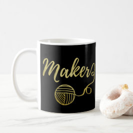 Taza De Café Maker ・ Yarn & Crafts Typography Faux Gold