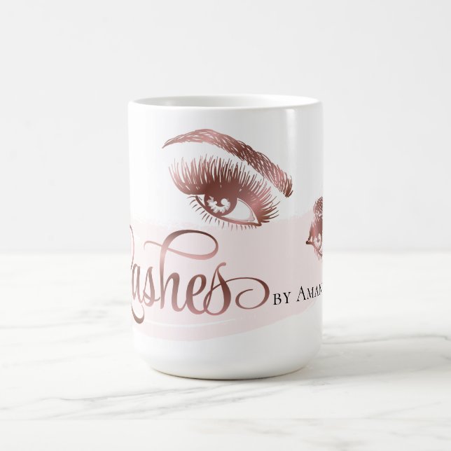 Taza De Café Makeup Eyebrow Eyes Lazas Purpurina Rosa Oro (Centro)