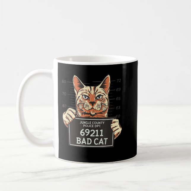 Taza De Café Mal gato Gracioso Prisión de gato Prisionero Bad K (Izquierda)