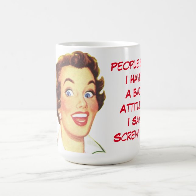 Taza De Café Mala actitud de encargo divertida (Centro)
