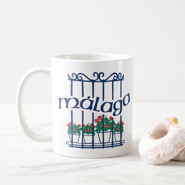 Taza De Café Malaga, window with flowers (Con donut)