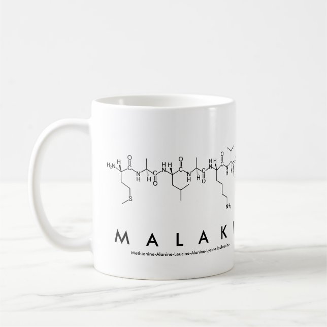 Taza De Café Malaki péptido nombre mug (Izquierda)