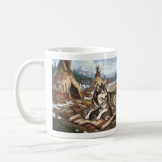 Taza De Café Malamute Madre Versión 1  (Izquierda)