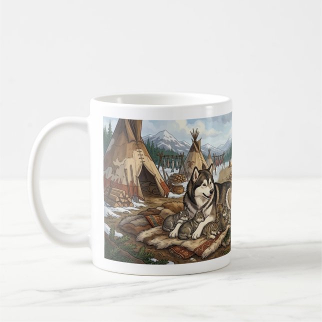 Taza De Café Malamute Madre Versión 2   (Izquierda)