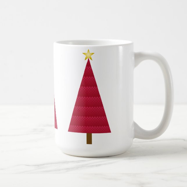 Taza De Café Maldito rojo profundo árbol de Navidad moderno (Derecha)