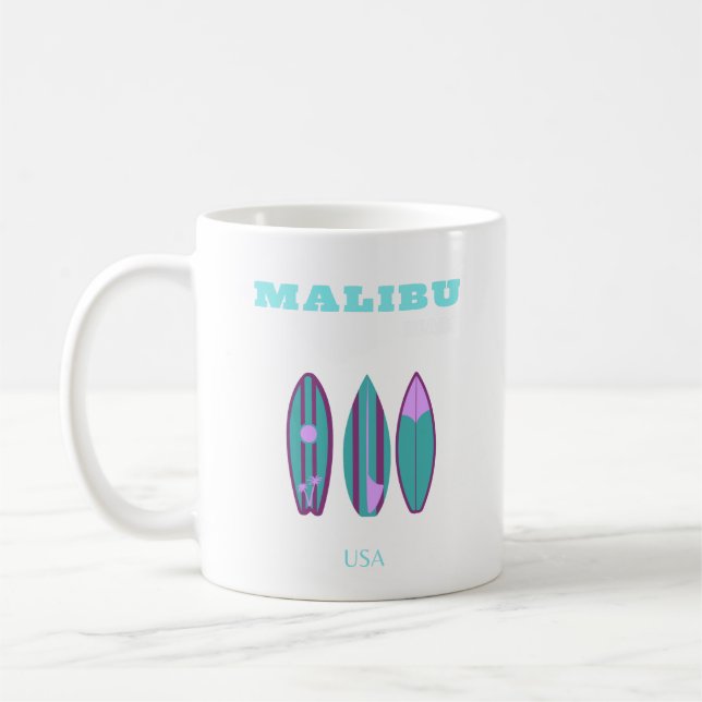Taza De Café Malibu, Malibu Beach, California, Preppy, Pink (Izquierda)