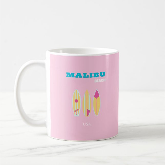 Taza De Café Malibu, Playa Malibu, Preppy, Chica Preppy, Rosa (Izquierda)