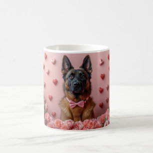 Taza De Café Malinois Belga con Rosas - Día de San Valentín