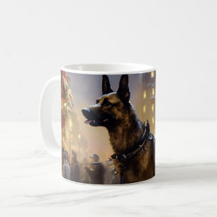 Taza De Café Malinois Belga Temporada Navideña Festiva