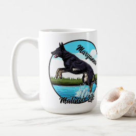 Taza De Café Malinois negro en el agua