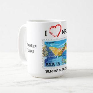 Taza De Café Malta con nombre personalizado Luzzu diseñado para