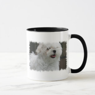 Taza de café maltesa blanca del perrito